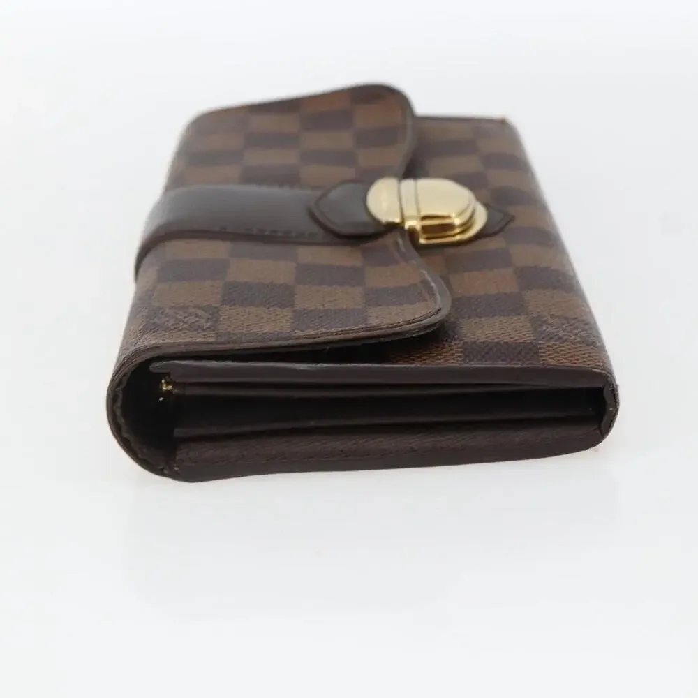 Louis Vuitton Damier Ebene Portefeuille Sistina Long Wallet Brown